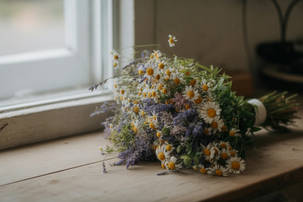 Bouquet champêtre coloré par Floraseed fleuriste Mios