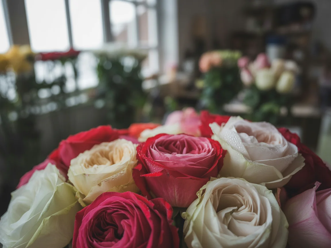 Bouquet de roses fraîches créé par Floraseed à Mios